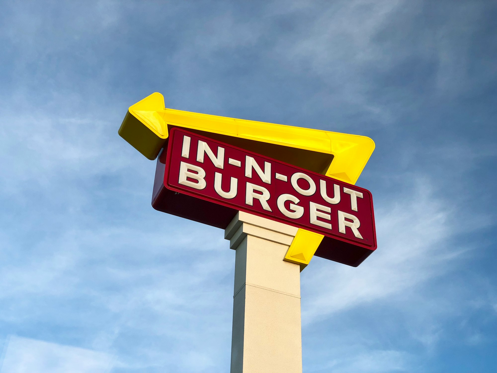 yellow and red In-N-Out Burger signage