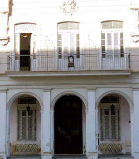 Elegant townhouse facade with balcony
