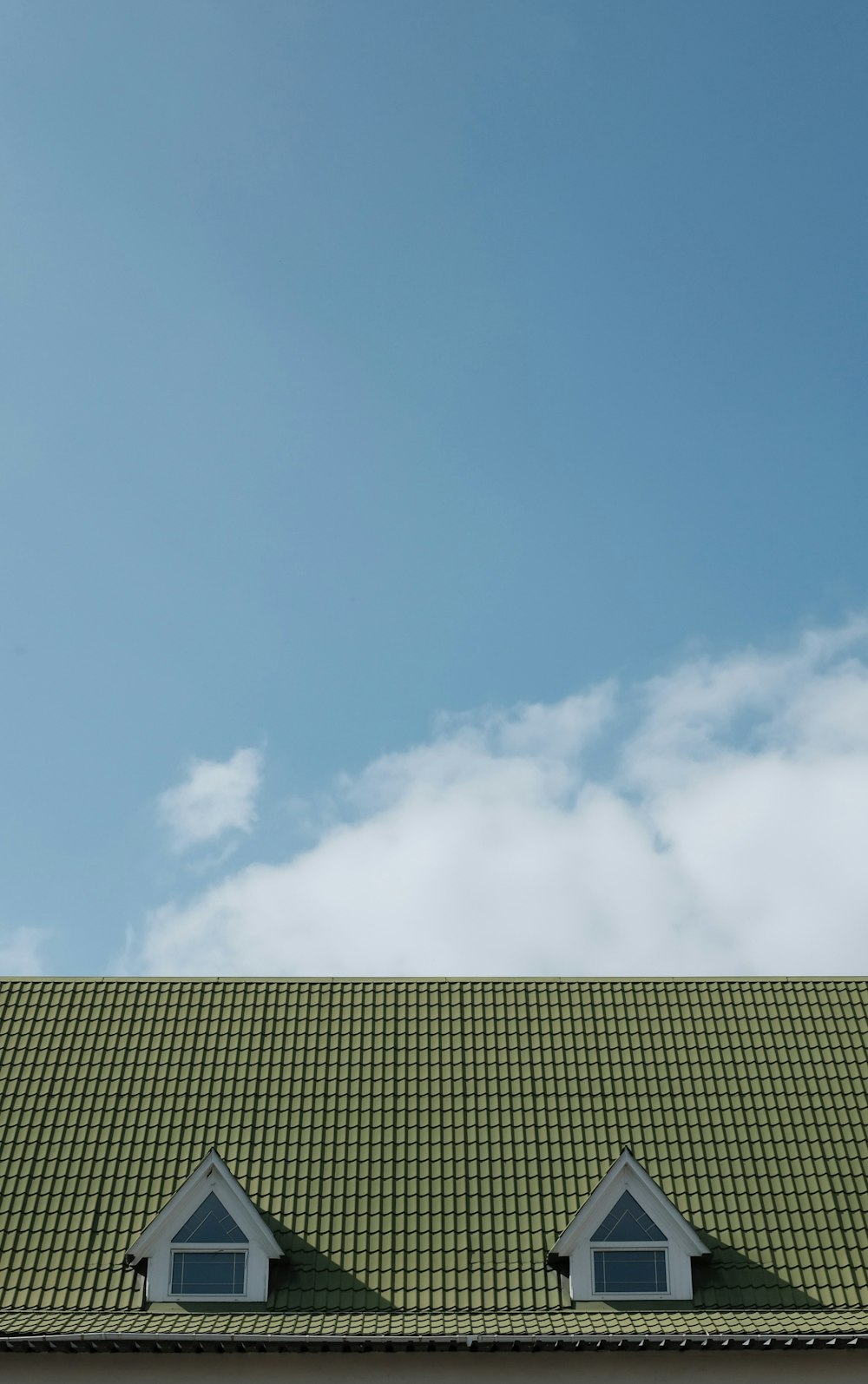 Toit de maison en bois vert