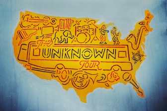 orange The Unknown Tour USA map illustration