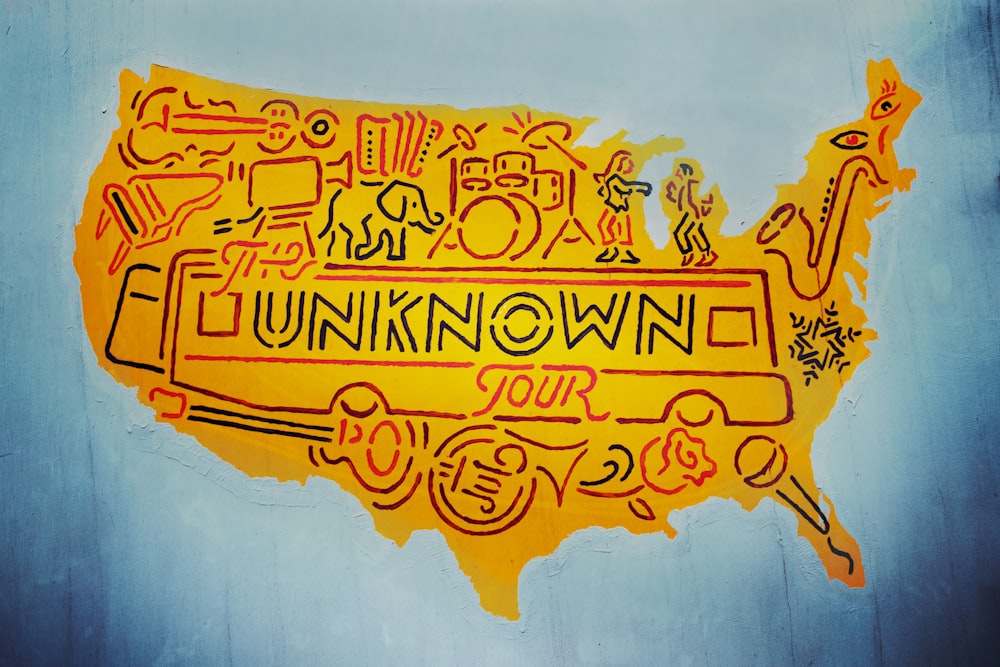 orange The Unknown Tour USA Kartenillustration