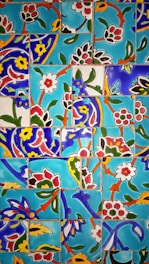 multicolored floral tiles