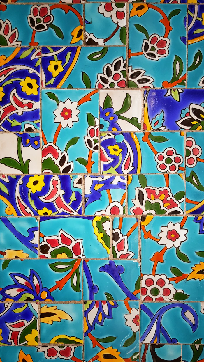Multicoloured floral tiles