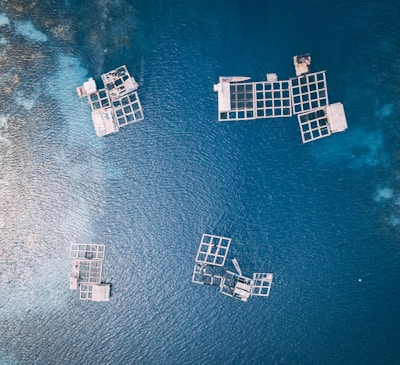 aerial photography of white frames on top of water