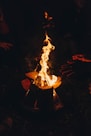 two people near bonfire