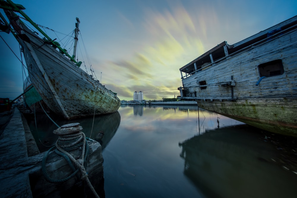 white ship on body of water