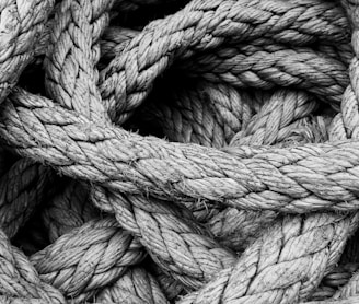 grayscale photo of rope