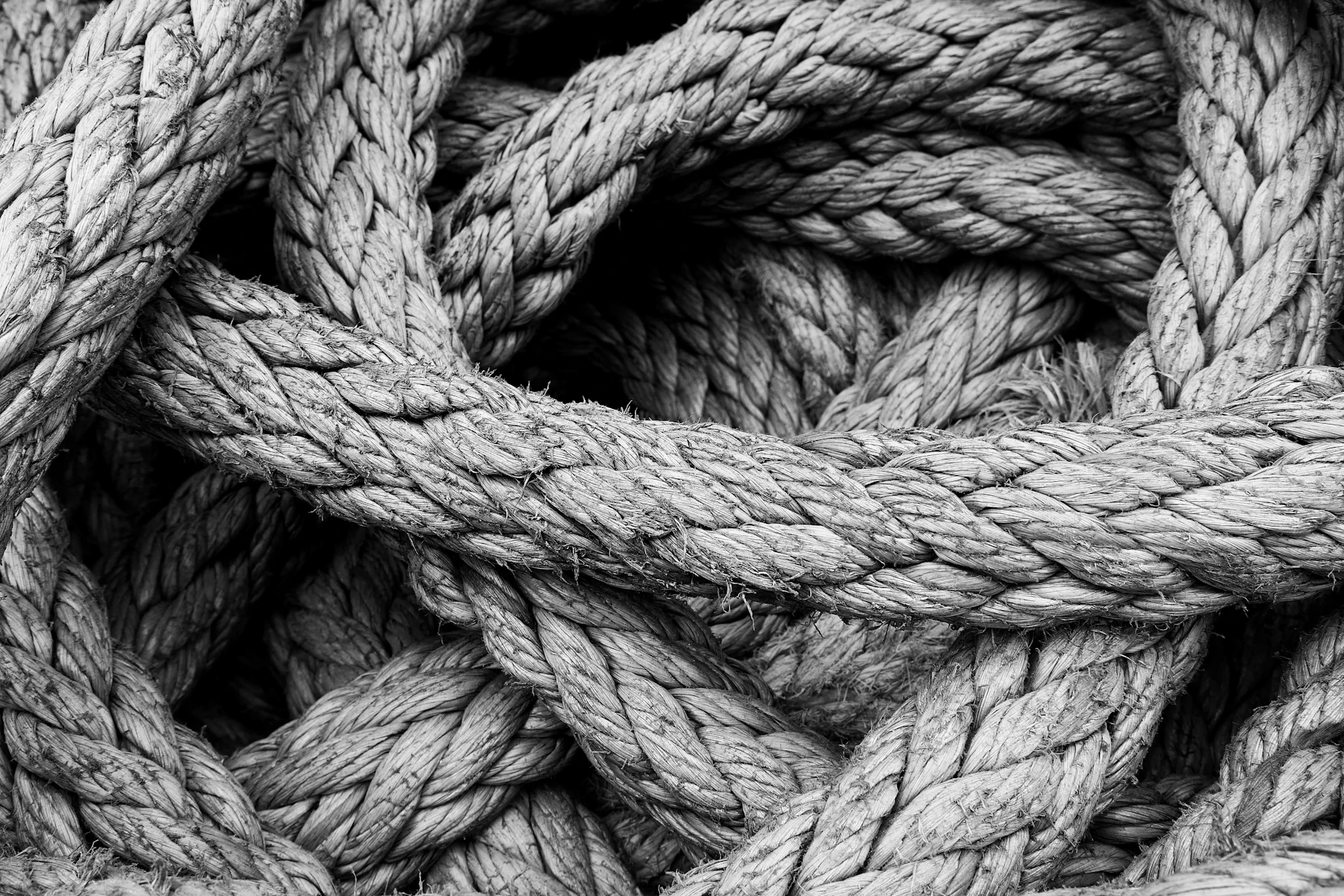Coiled mooring rope on a dock