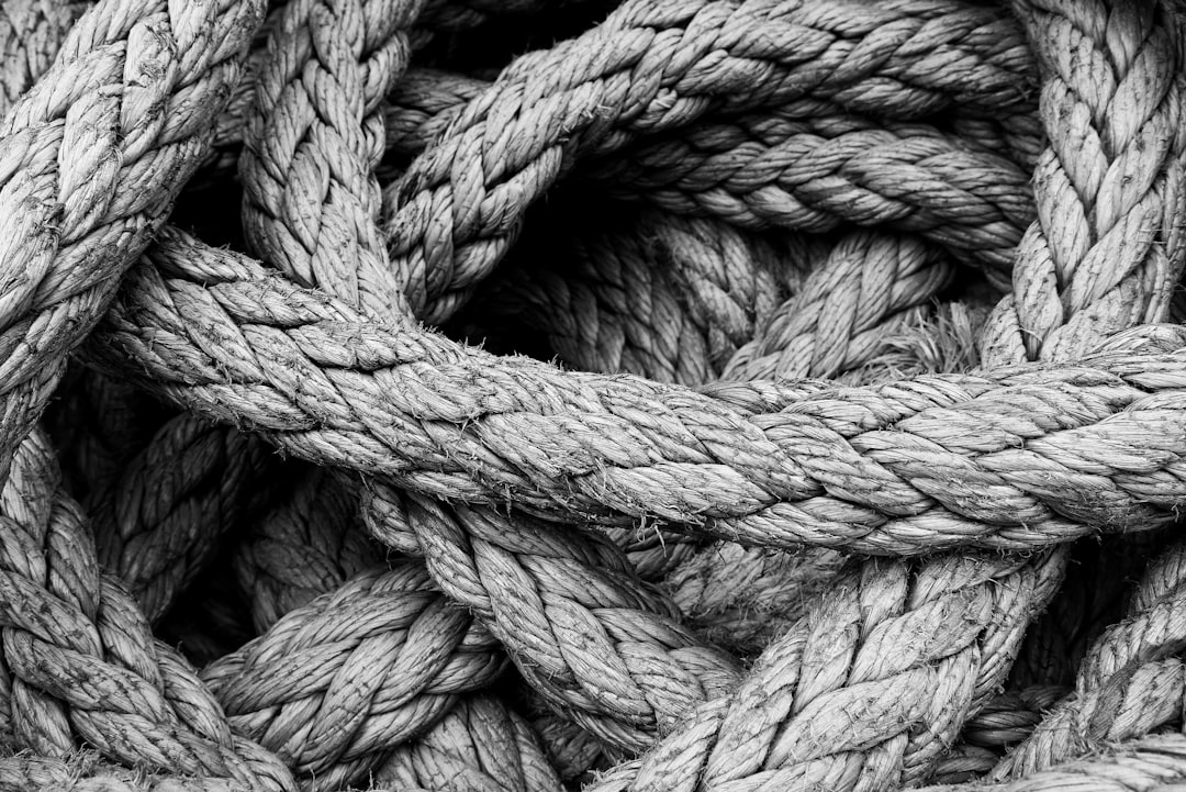  grayscale photo of rope rope