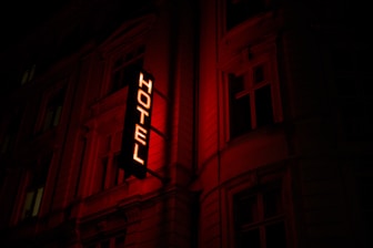 red hotel signage