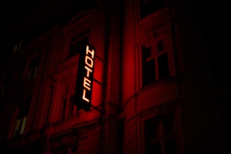 red hotel signage