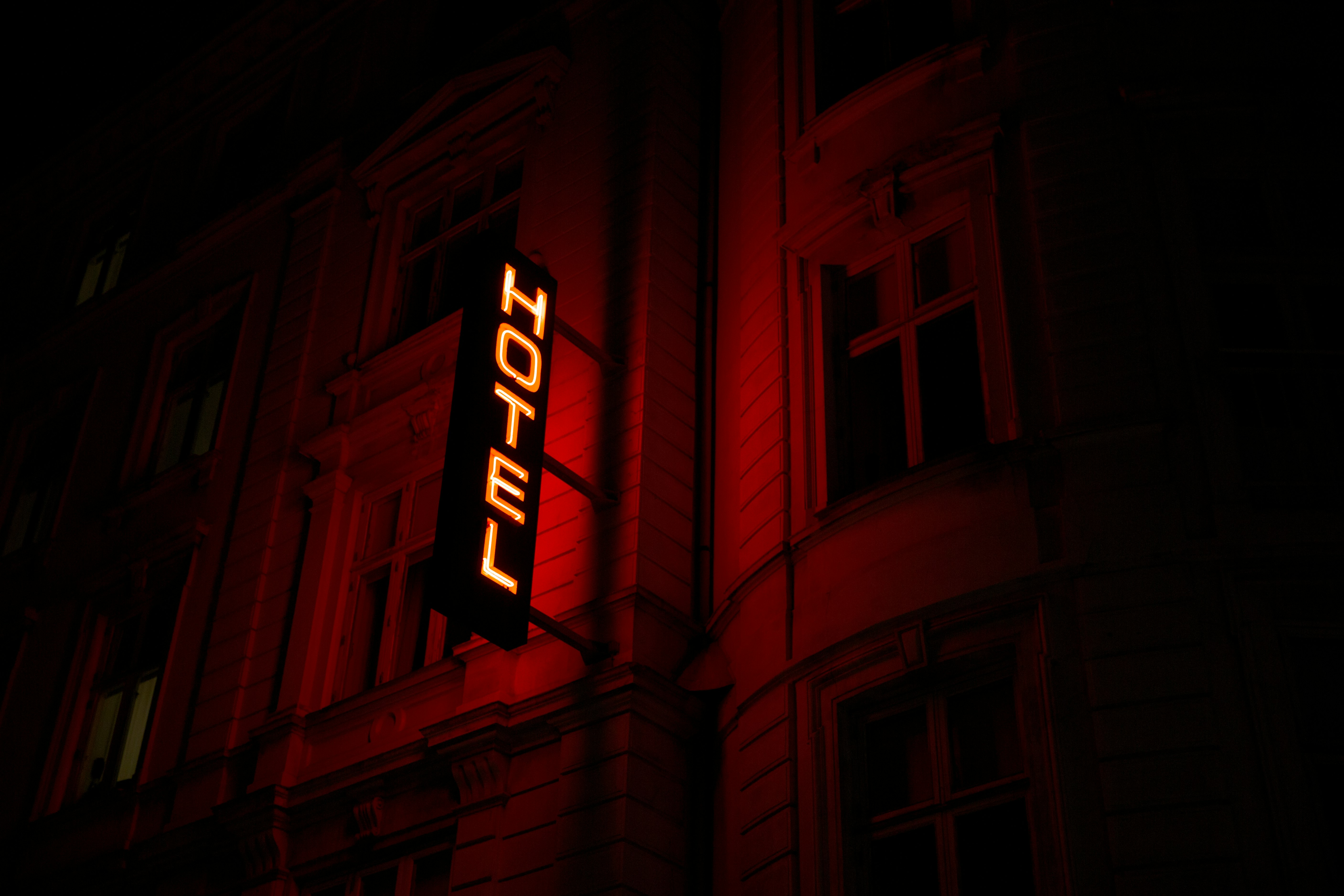 red hotel signage