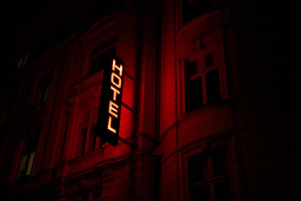 red hotel signage