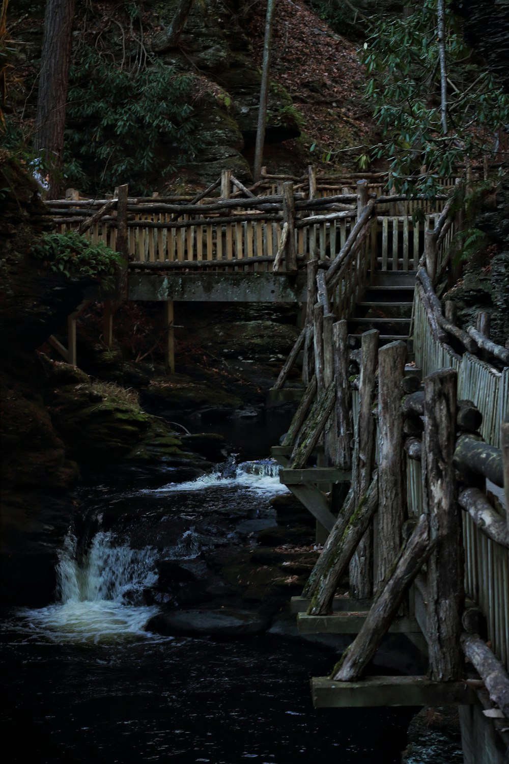 brown wooden foot bridge