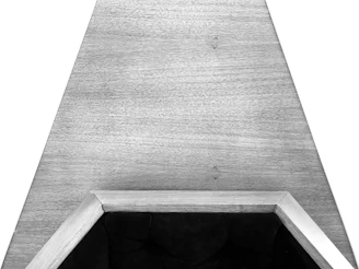 Overhead shot of a ritrovo table showcasing its smooth surface and unique Italian craftsmanship details.