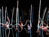 A stunning art installation illuminated by glowing lights.
