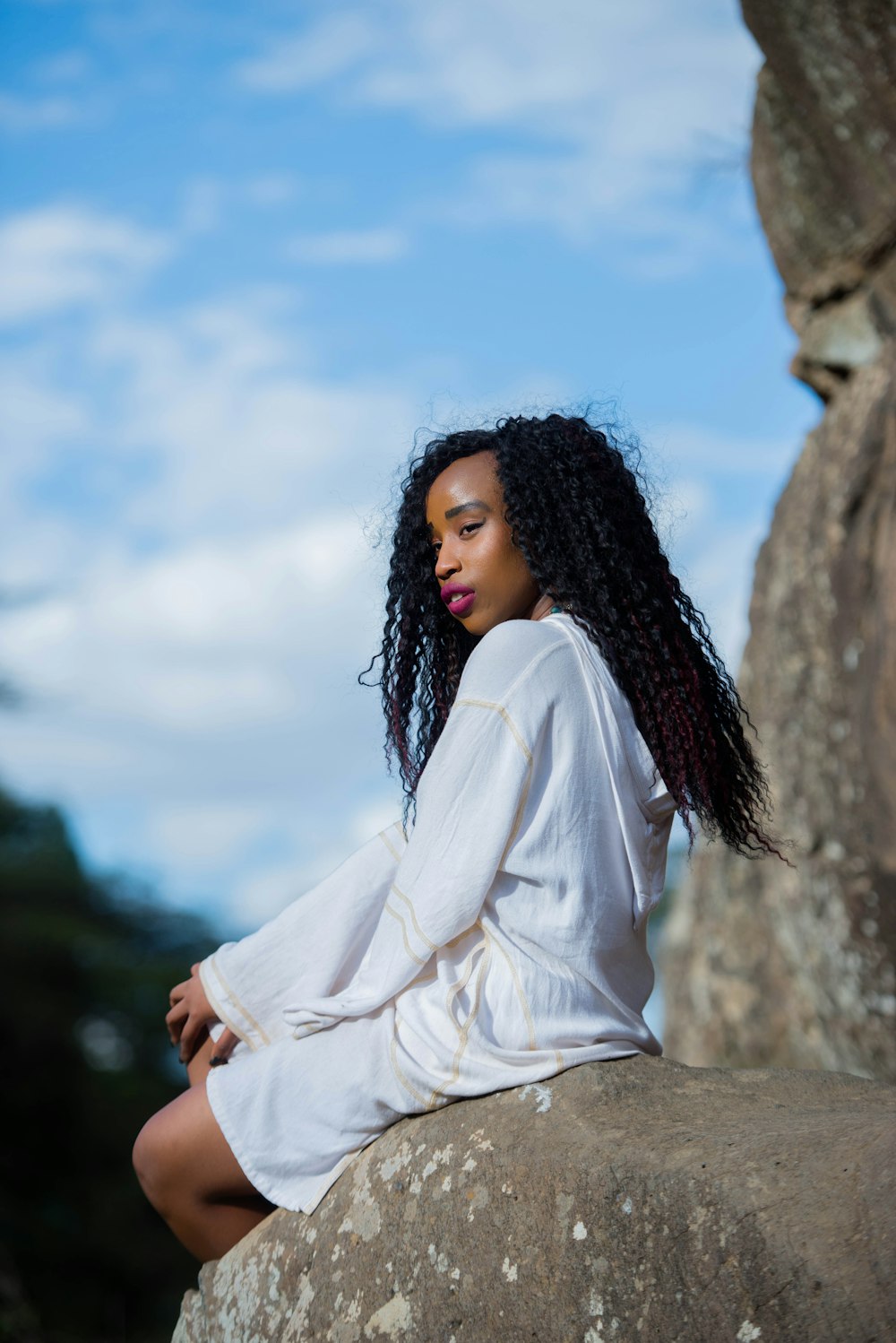 woman wearing white dress