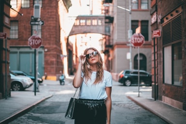 photography poses for women,how to photograph tribeca; women's blue crew-neck top