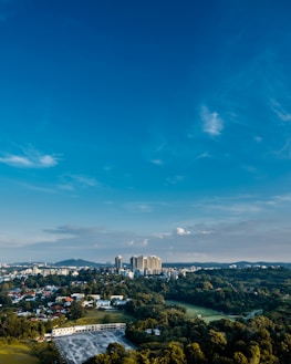 Aerial view of a premium investment property surrounded by cityscape.