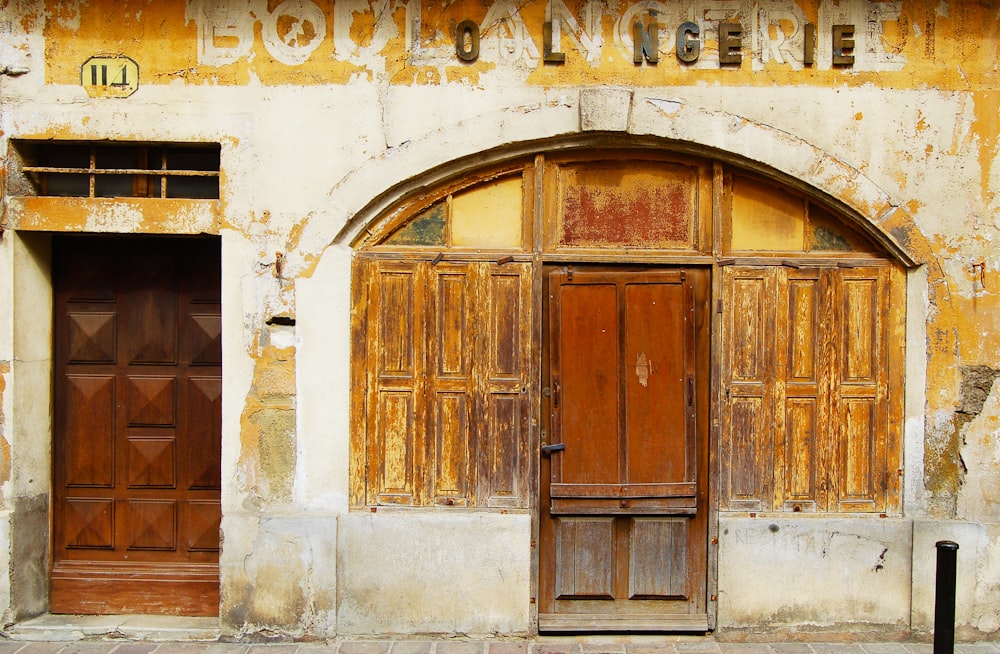 closed brown wooden door