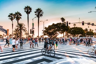 poeple crossing the street