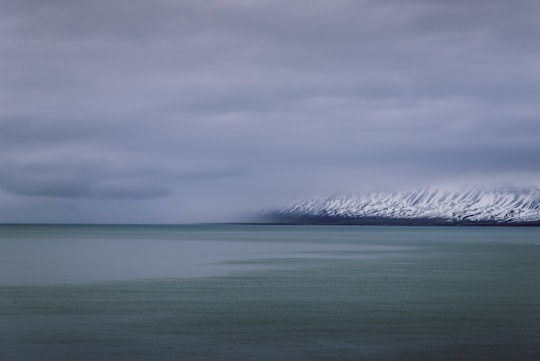 ocean beside of snow mountain in Sauðárkrókur Iceland