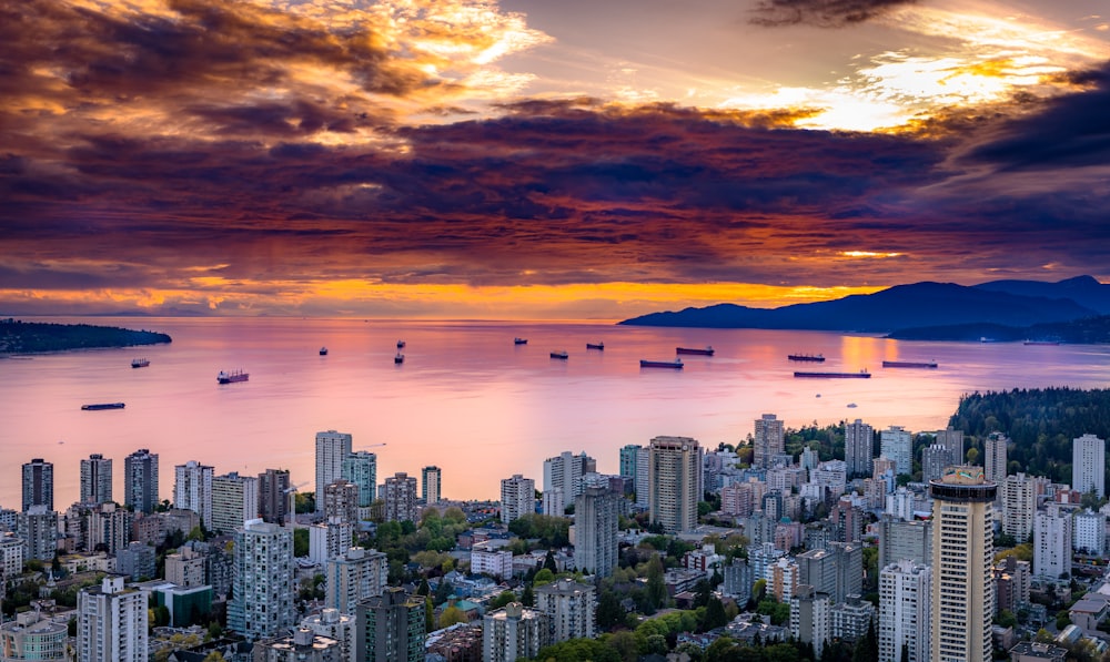 aerial photography of cityscape under brown sky