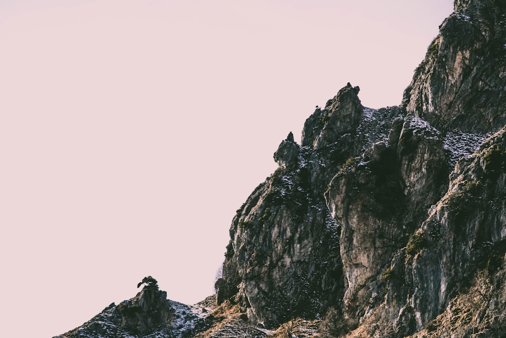 low angle photography of rock formation