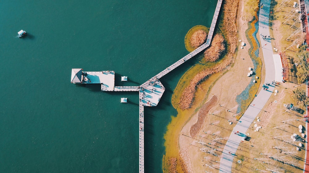 aerial photography of sea dock at day time