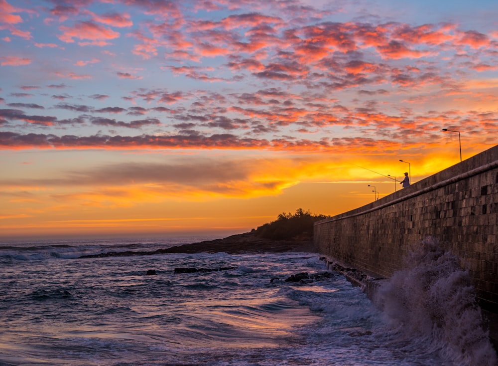 seawall during golden hour