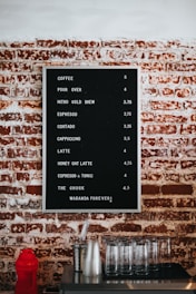 black and white menu board