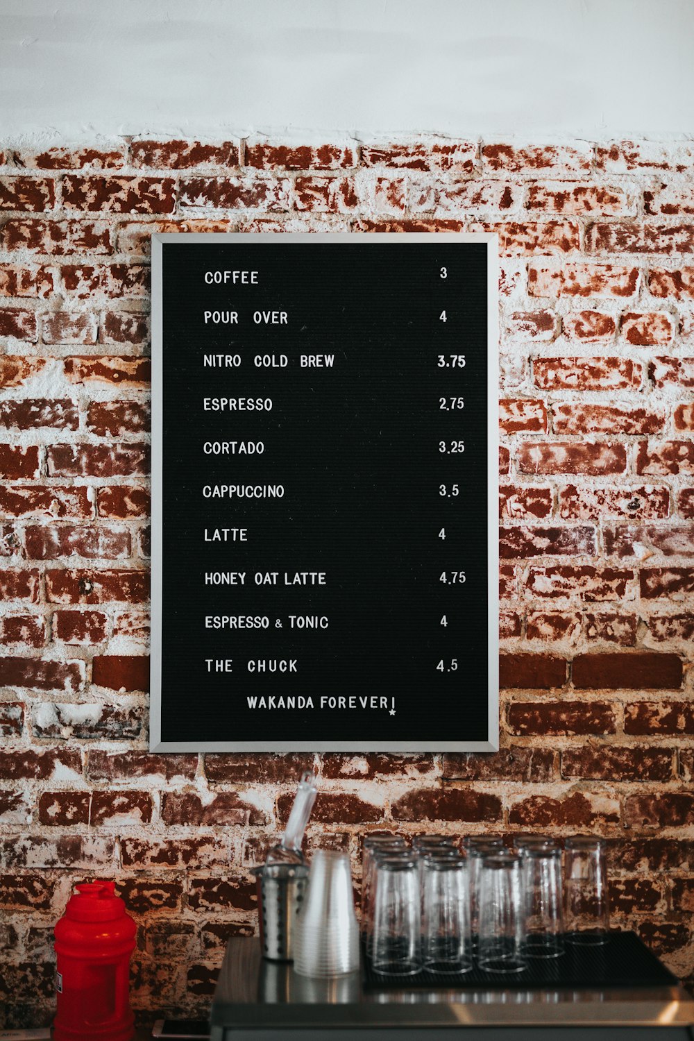 black and white menu board