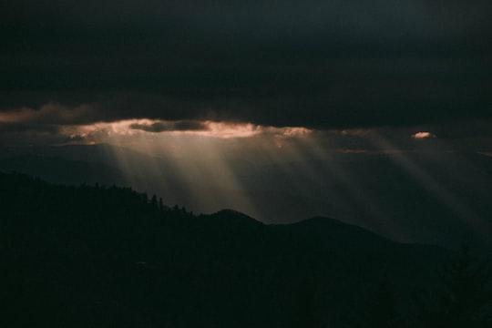 sunray through clouds in Waterrock Knob United States