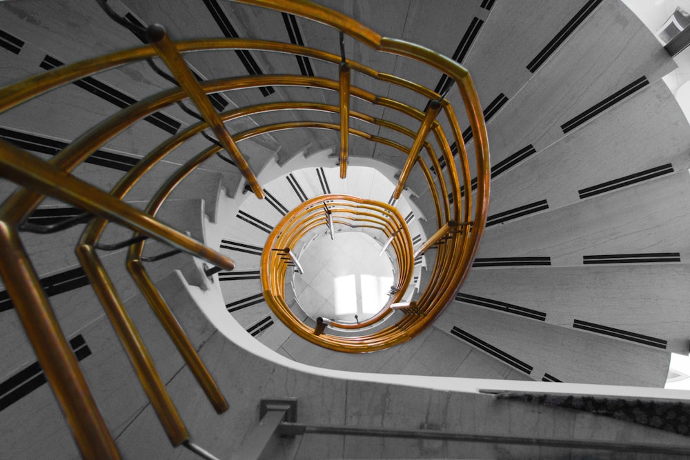 aerial view of spiral staircase