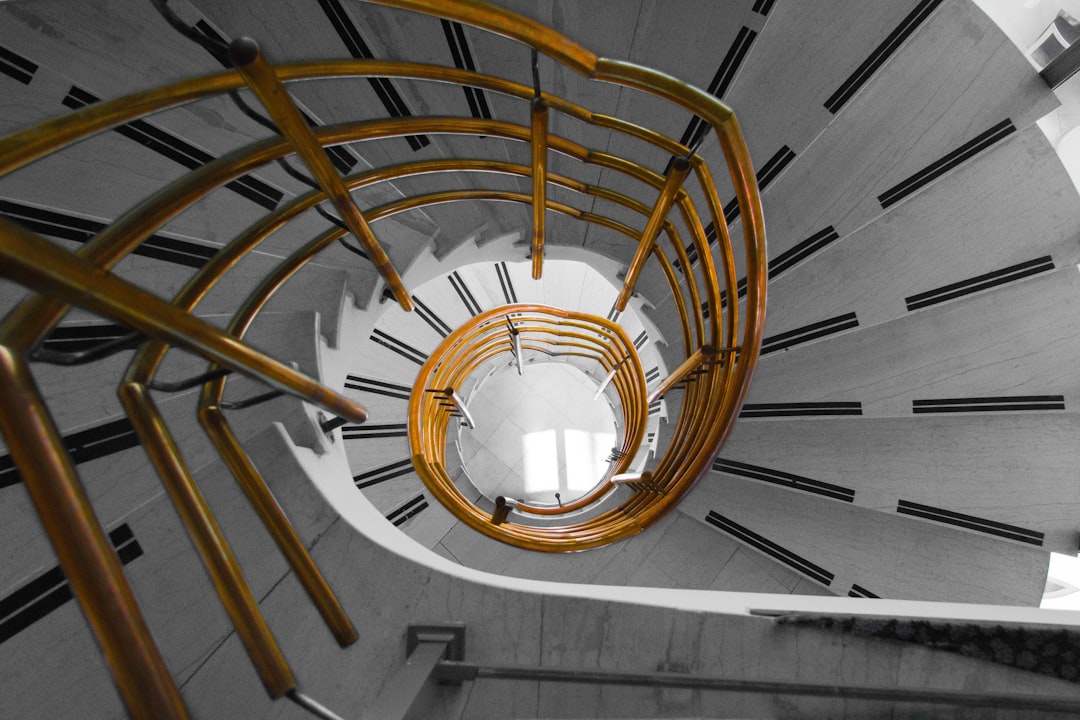 aerial view of spiral staircase