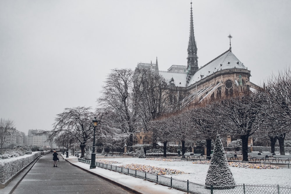 Gothic cathedral during winter