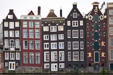 assorted-color houses under white sky