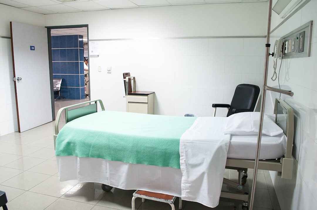 gray gatch bed in hospital,