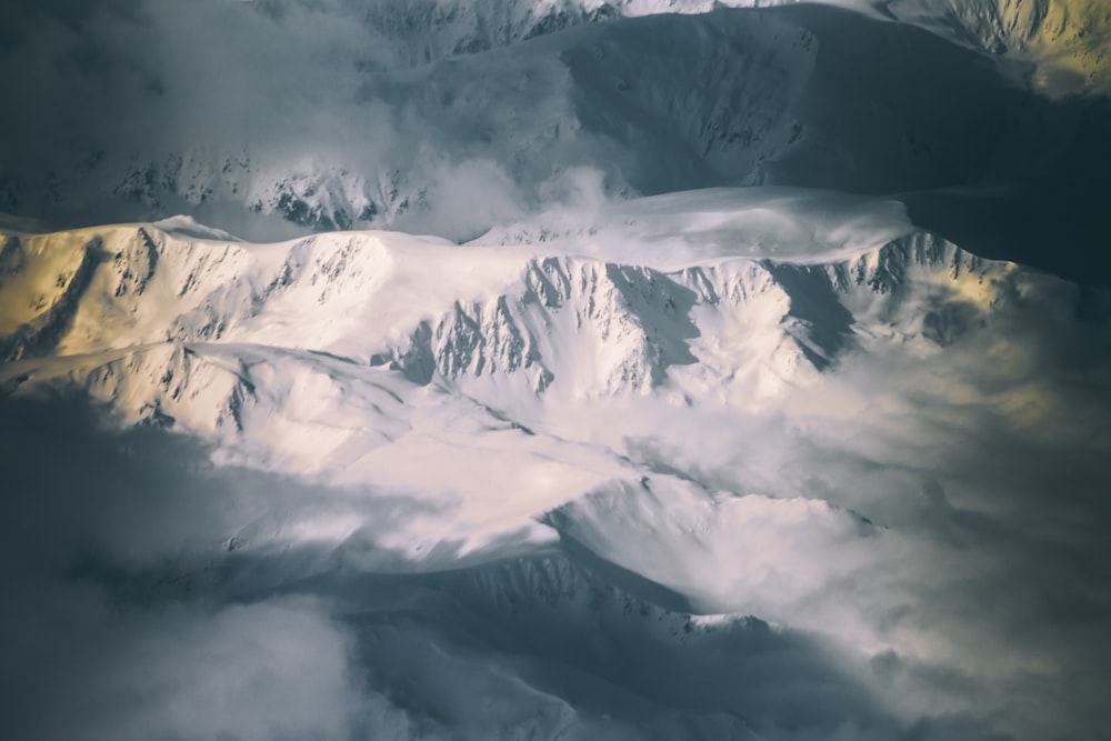 aerial photography of snow-covered mountain
