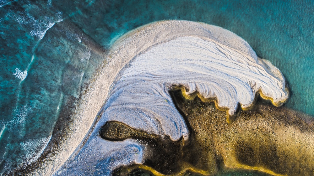 aerial photography of water and sand