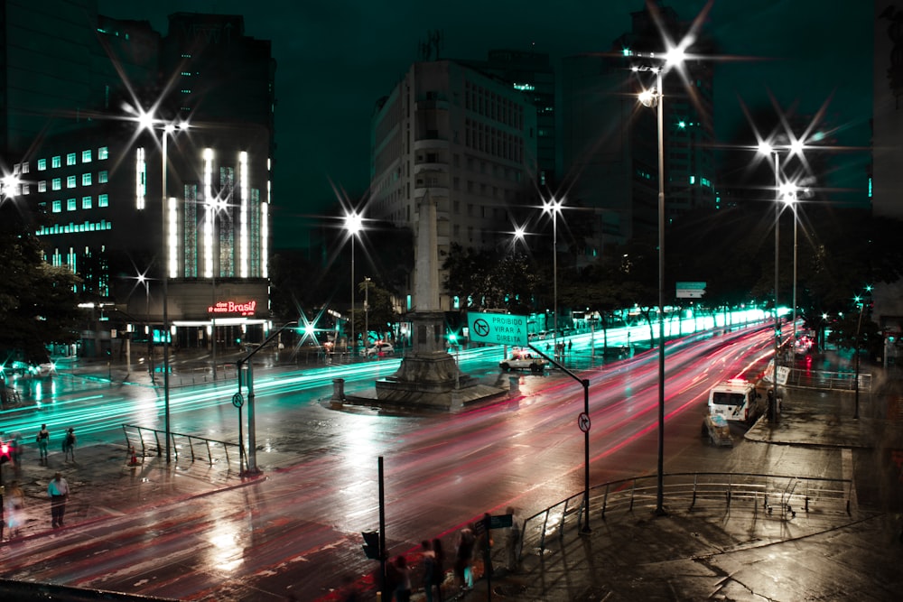 aerial photography of street lamp and building