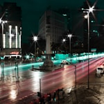 aerial photography of street lamp and building