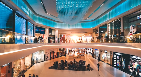 Interior of a modern shopping mall in Saudi Arabia with family-friendly areas