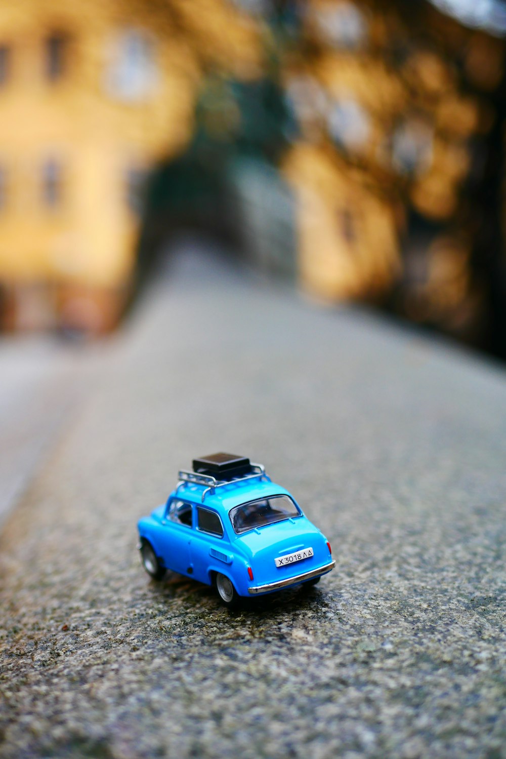 selective focus of car on road
