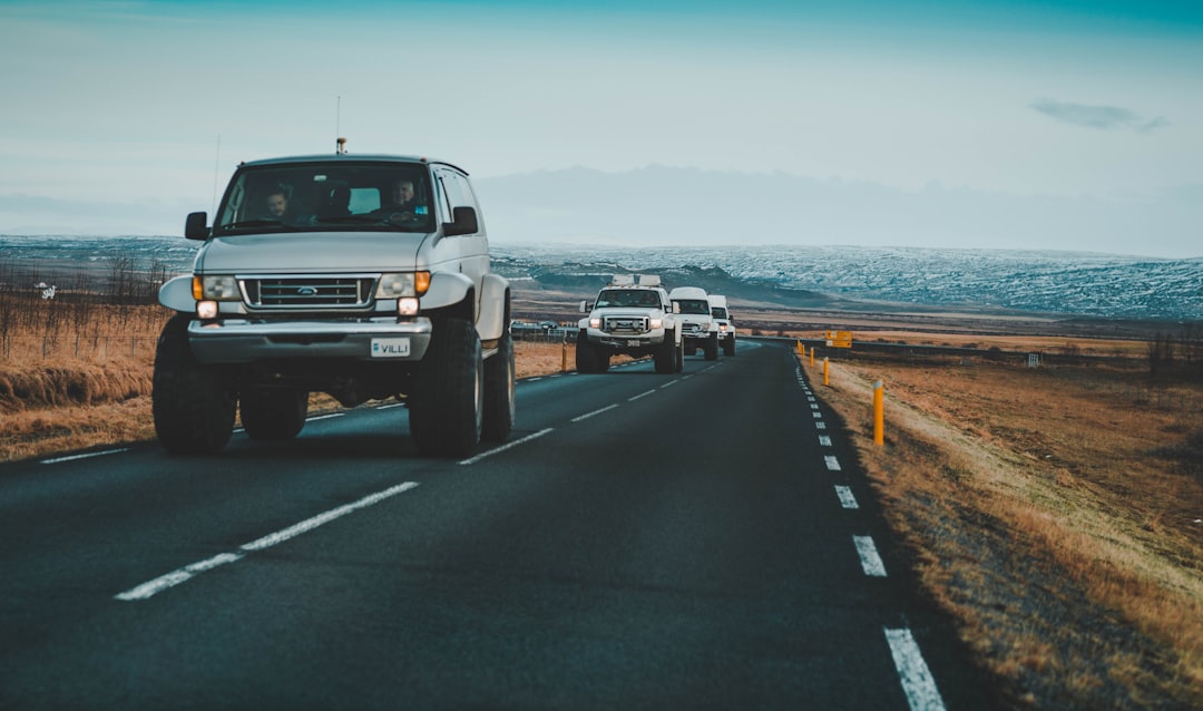 white car on roadway