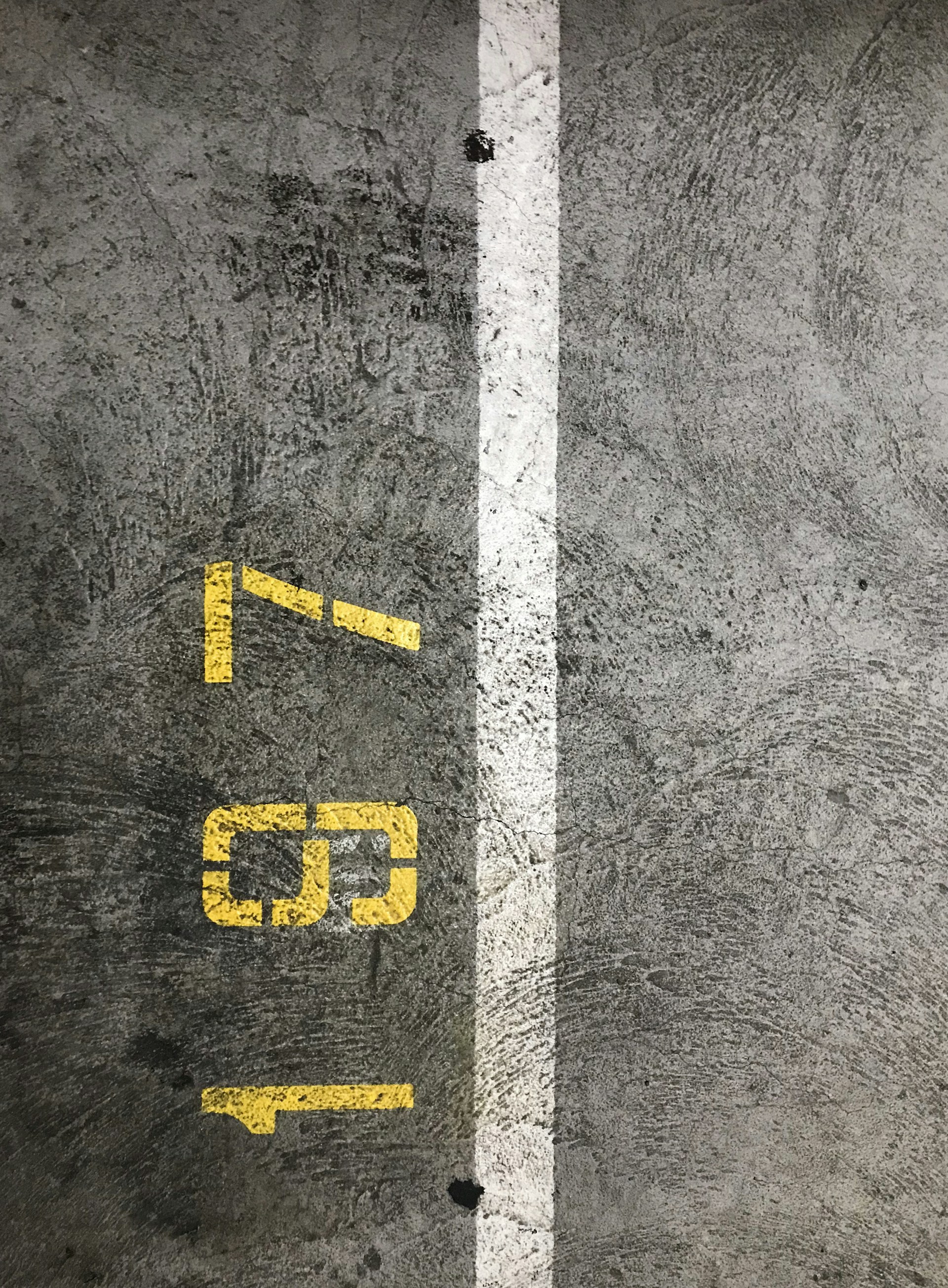 gray concrete floor with 197 print