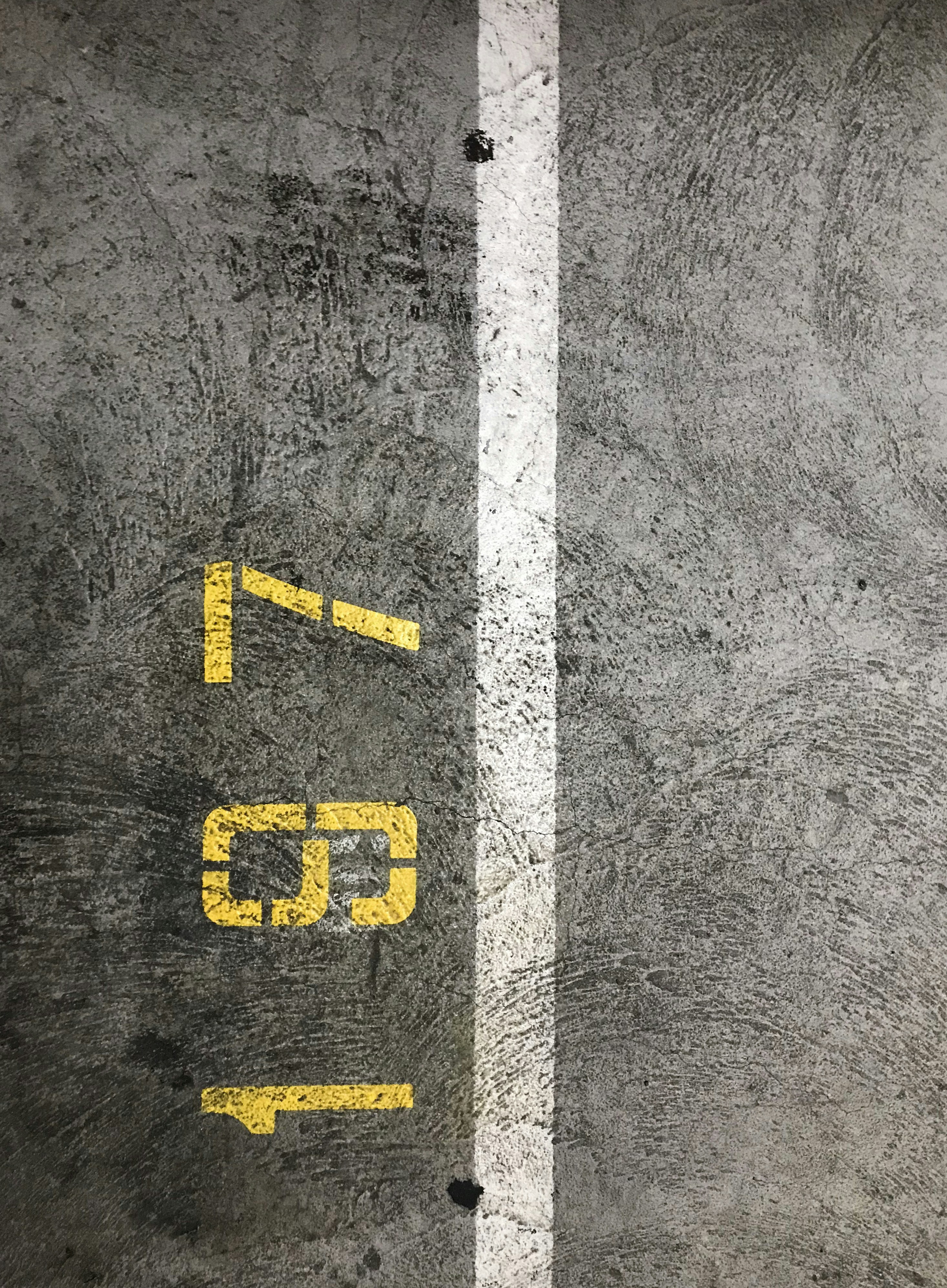gray concrete floor with 197 print