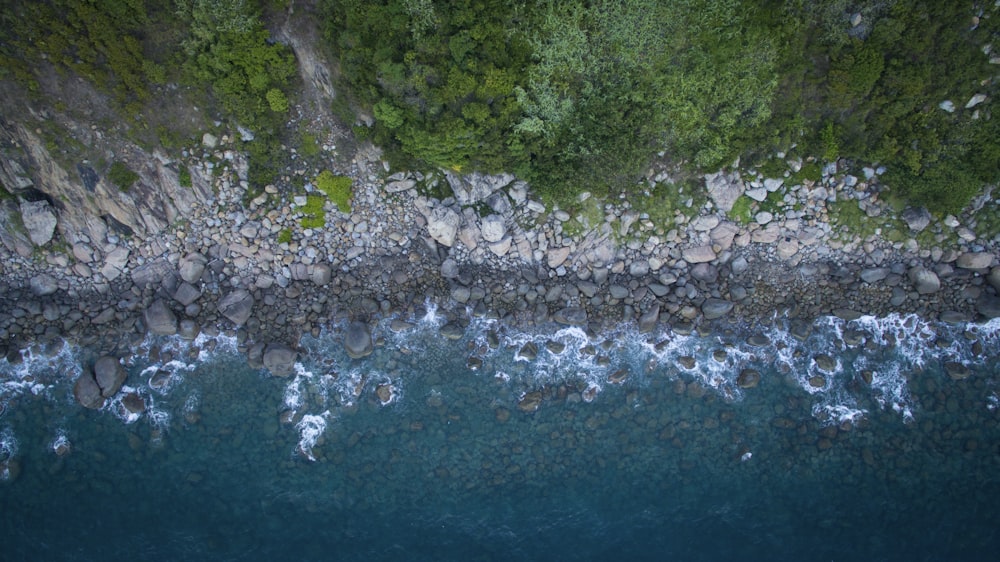 aerial view of seashore