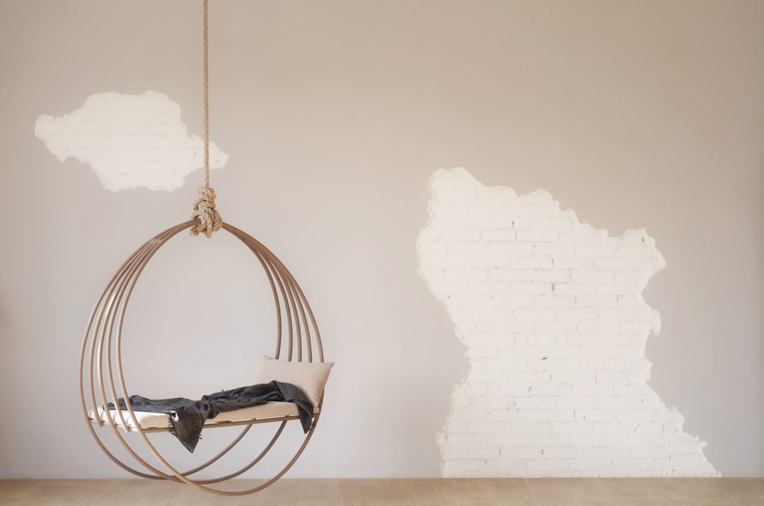 white hanging bench with stainless steel base, Loft Party!