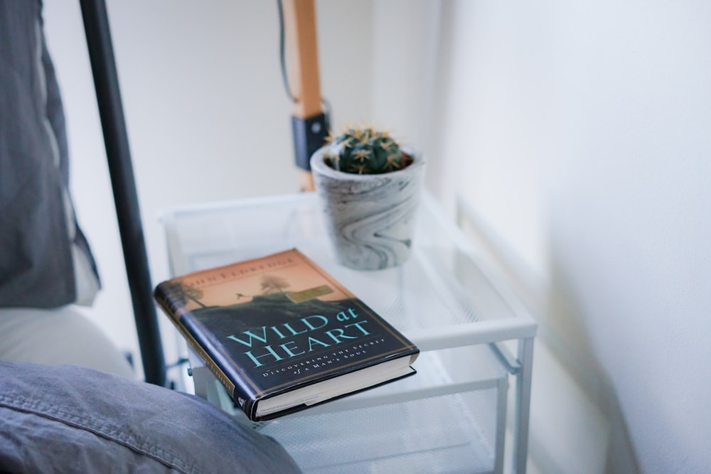 Wild At Heart book on white nightstand